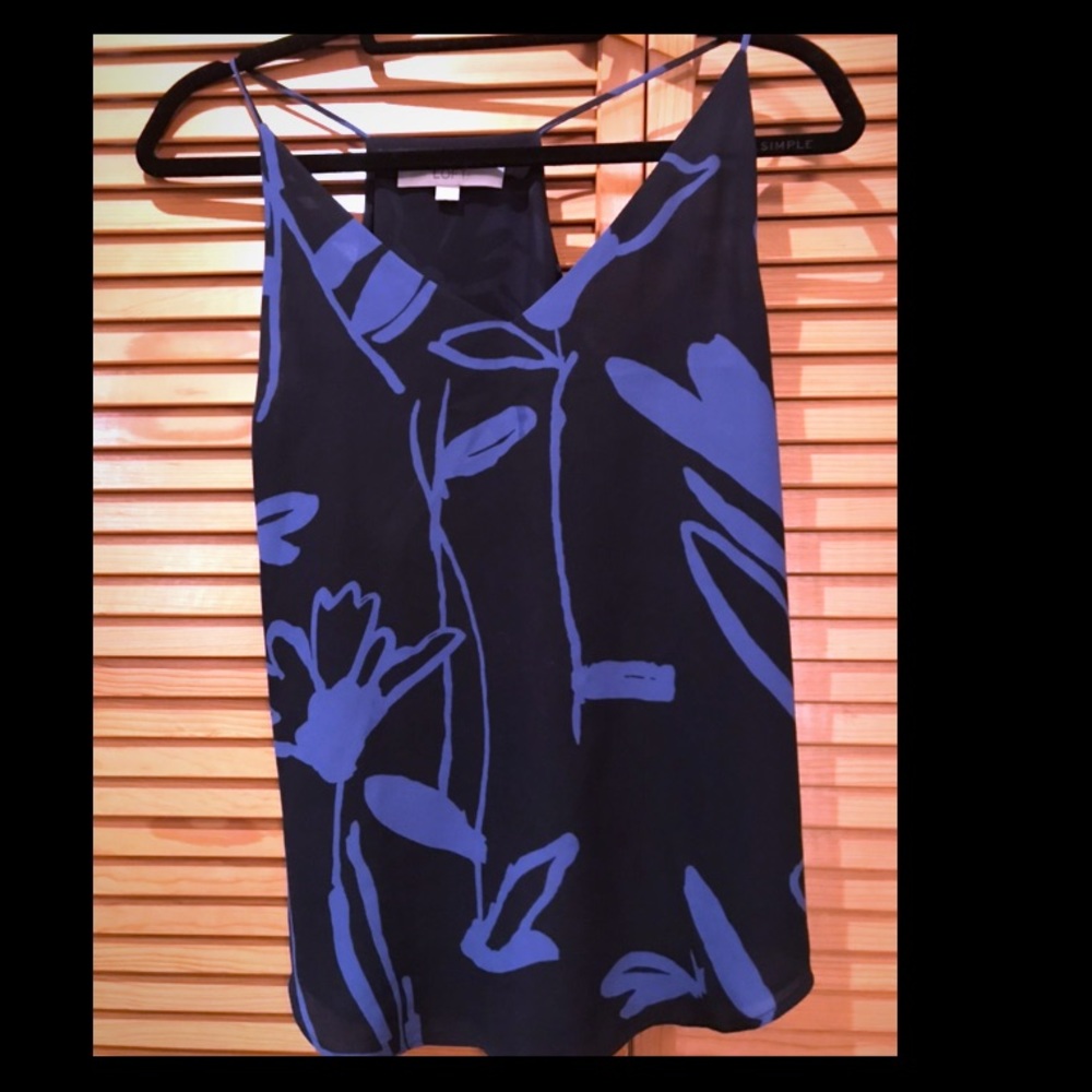 Ann Taylor LOFT Blue Black Spaghetti Strap Tank